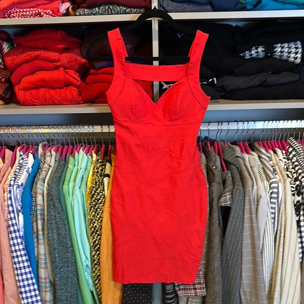 Windsor red padded bust back cut out side zipper closure dress size 5